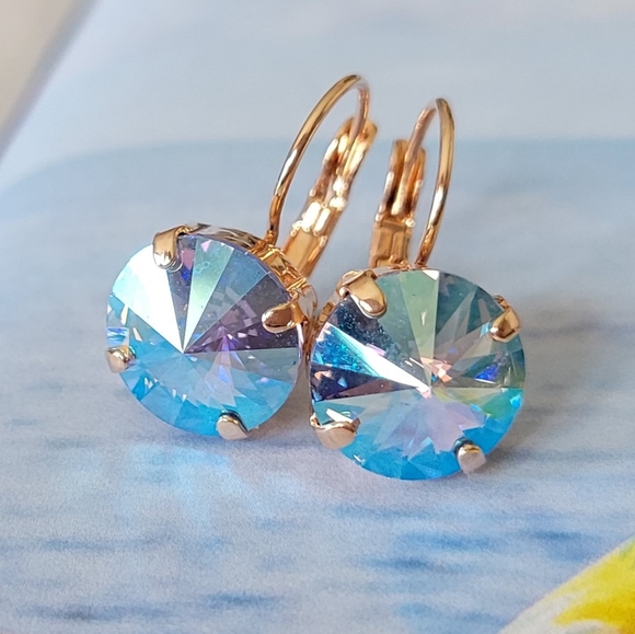 Austrian Crystal Earrings in Rose Gold - Picture 2 of 9